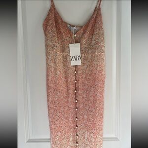 Zara Pink Floral Midi Dress